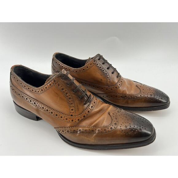 To Boot New York Viceroy Brogue Wingtip Leather Oxfords Cognac Brown Men’s 9.5 - Picture 1 of 12